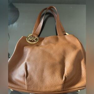 Michael Kors Tan Leather Shoulder Bag with Gold Accents
